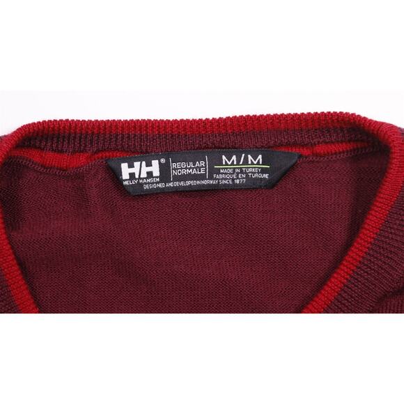 Helly Hansen Burgundy Wool V-Neck Knit Sweater Men's Medium - Picture 5 of 5